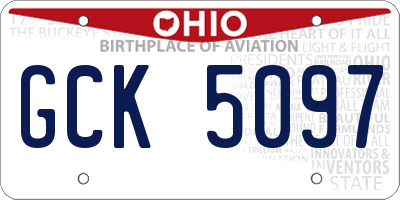 OH license plate GCK5097