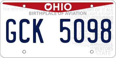 OH license plate GCK5098