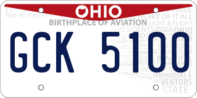 OH license plate GCK5100