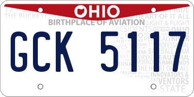 OH license plate GCK5117