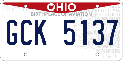 OH license plate GCK5137