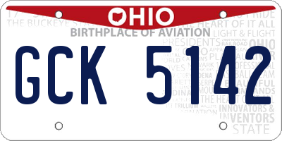 OH license plate GCK5142