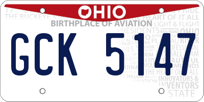 OH license plate GCK5147