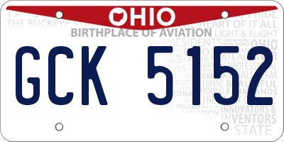 OH license plate GCK5152