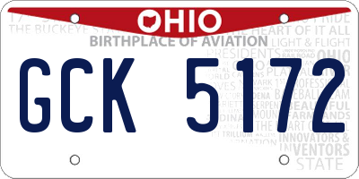 OH license plate GCK5172