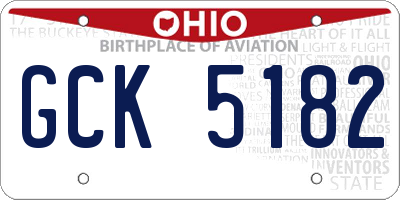 OH license plate GCK5182