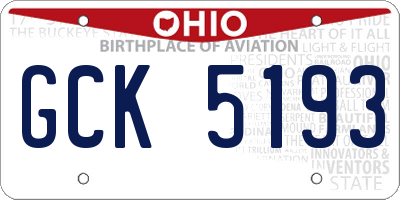 OH license plate GCK5193
