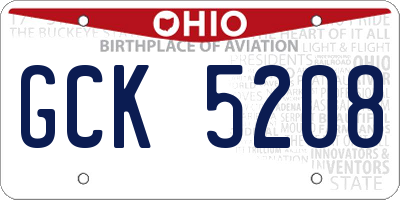 OH license plate GCK5208