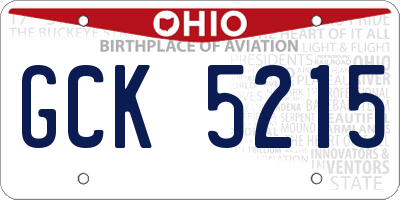 OH license plate GCK5215
