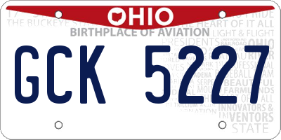 OH license plate GCK5227