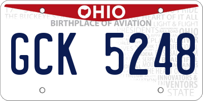 OH license plate GCK5248