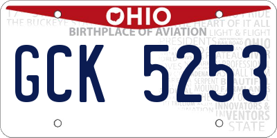 OH license plate GCK5253