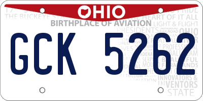 OH license plate GCK5262