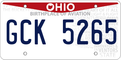 OH license plate GCK5265