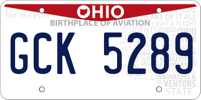 OH license plate GCK5289