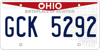 OH license plate GCK5292