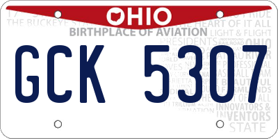 OH license plate GCK5307