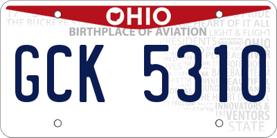 OH license plate GCK5310