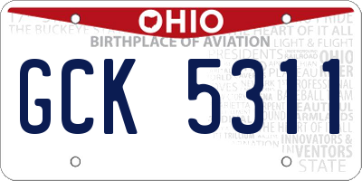 OH license plate GCK5311