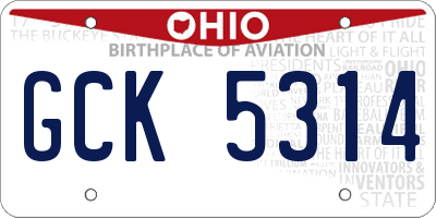 OH license plate GCK5314