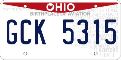 OH license plate GCK5315