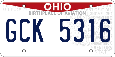 OH license plate GCK5316