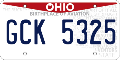 OH license plate GCK5325