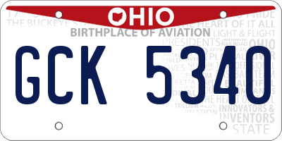 OH license plate GCK5340