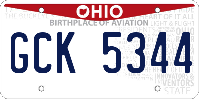 OH license plate GCK5344