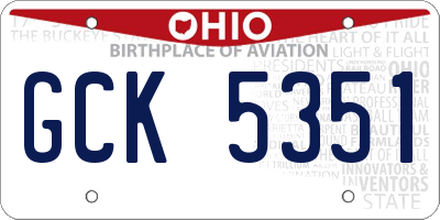 OH license plate GCK5351