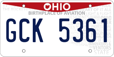 OH license plate GCK5361