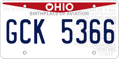 OH license plate GCK5366
