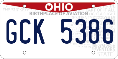 OH license plate GCK5386