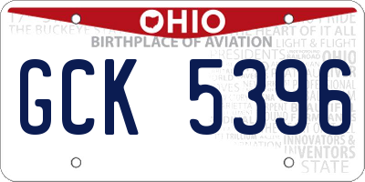 OH license plate GCK5396