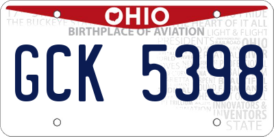 OH license plate GCK5398