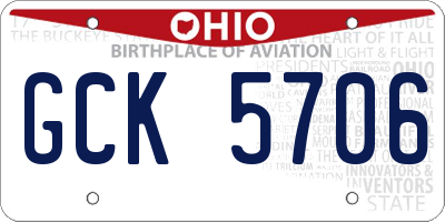 OH license plate GCK5706
