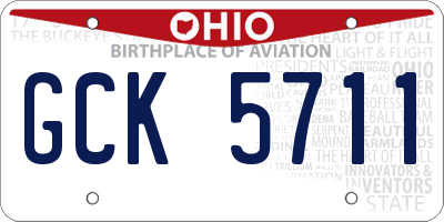 OH license plate GCK5711