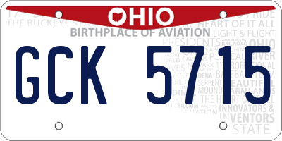 OH license plate GCK5715