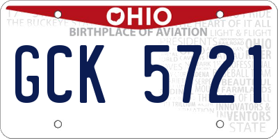 OH license plate GCK5721