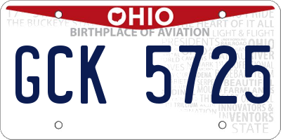 OH license plate GCK5725