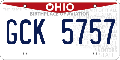 OH license plate GCK5757