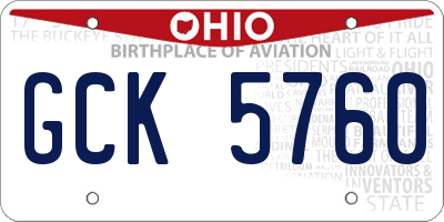 OH license plate GCK5760