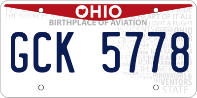 OH license plate GCK5778