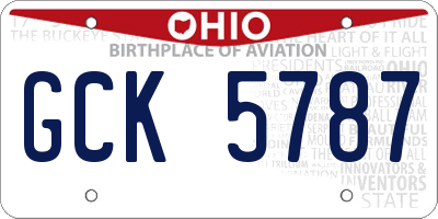 OH license plate GCK5787