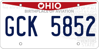 OH license plate GCK5852