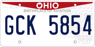 OH license plate GCK5854