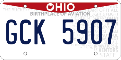 OH license plate GCK5907