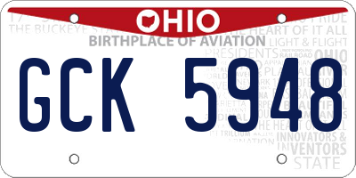 OH license plate GCK5948