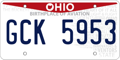 OH license plate GCK5953