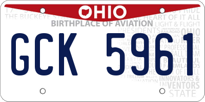 OH license plate GCK5961